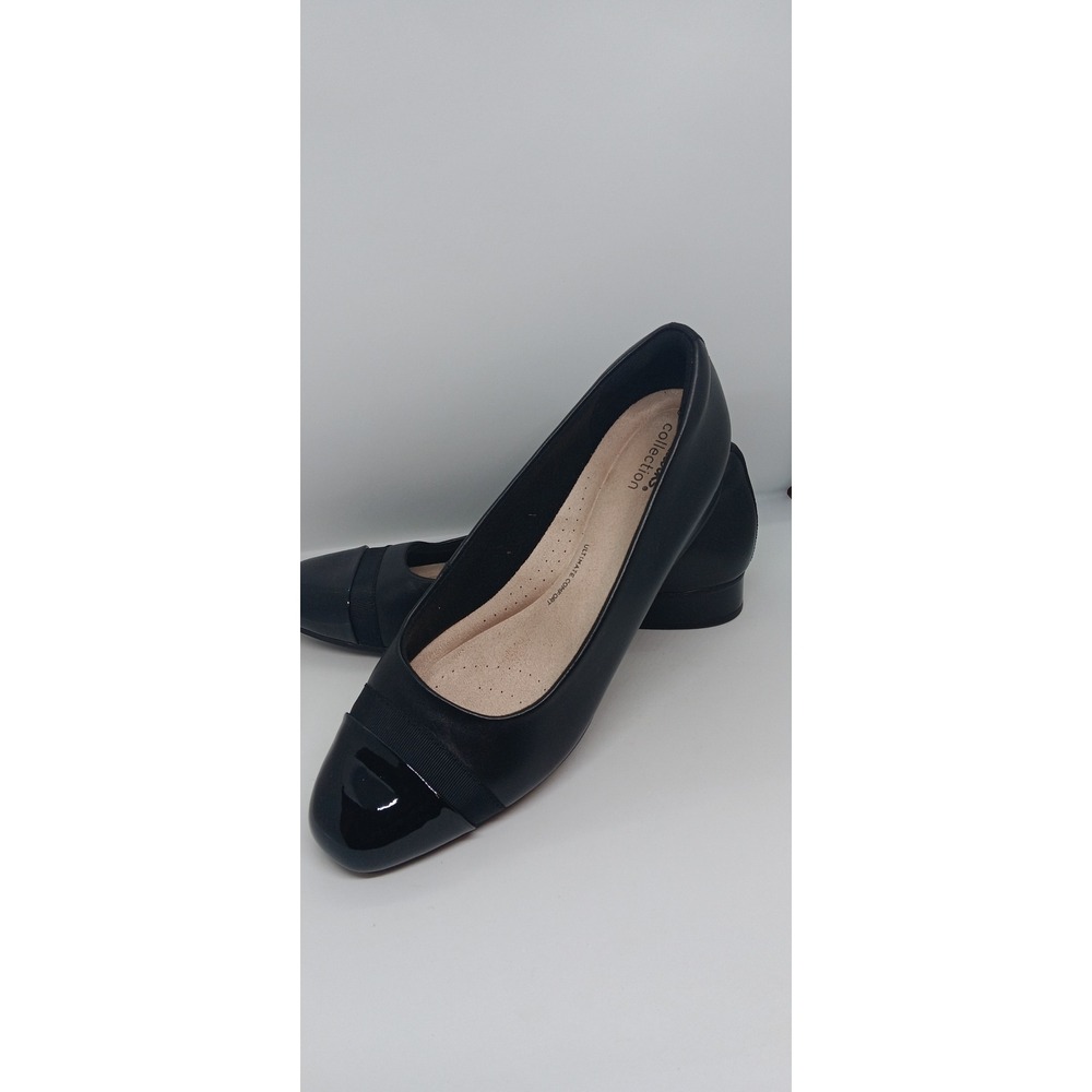 Clarks Collection Ultimate Comfort Black Cap Toe Slip On Shoes Womens 10M